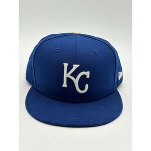 Kansas City Royals New Era 7 7/8 Fitted Hat Cap 59Fifty On Field KC Flat Brim